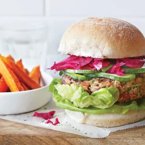 Burger vegetarian  with potatoes