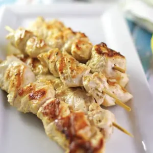 Chicken on a stick with bread